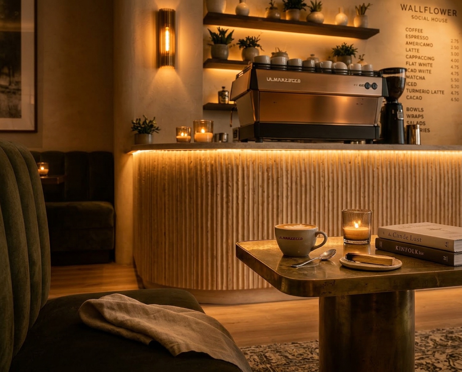The fluted counter by candlelight