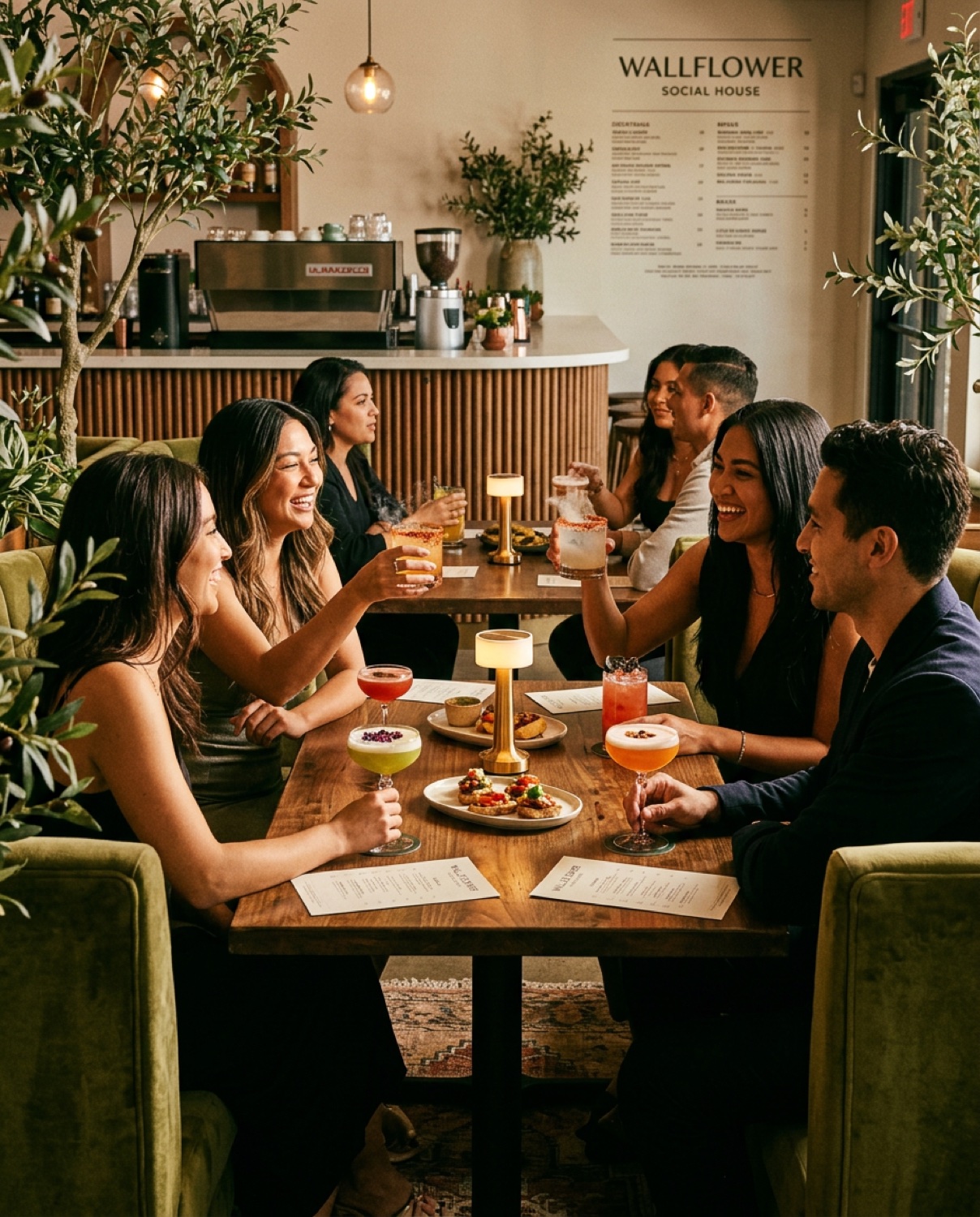 Friends over cocktails and small plates