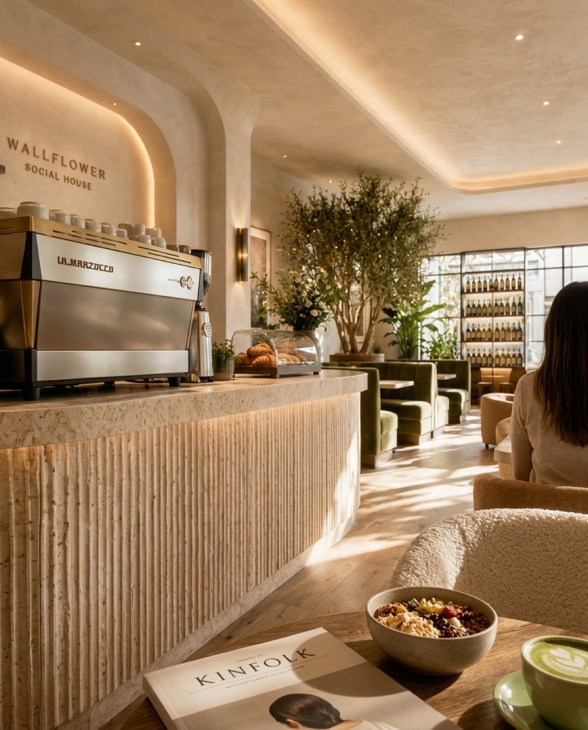 Matcha at the fluted counter